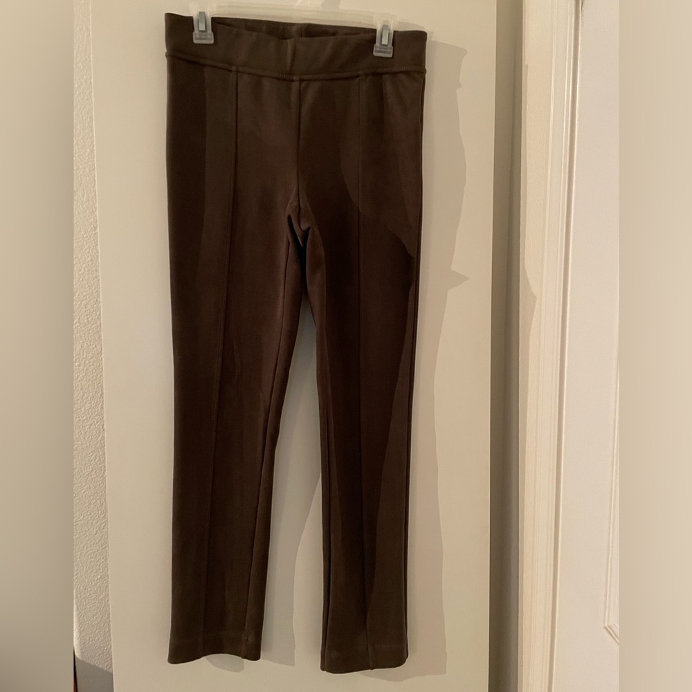 Andrew Marc Brown Faux Suede High Rise Straight Skinny Leggings Pants NWOT